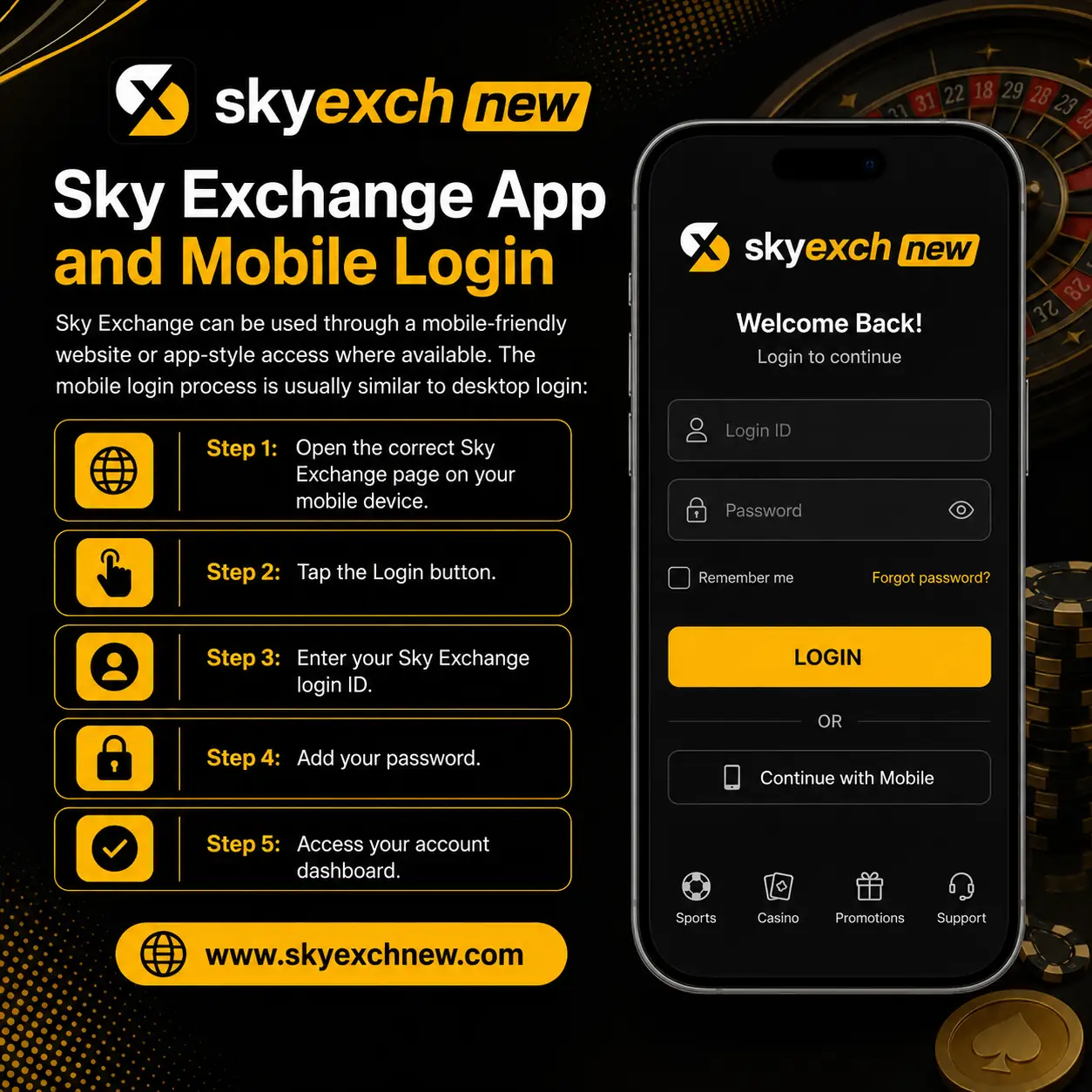 Sky Exchange App and Mobile Login